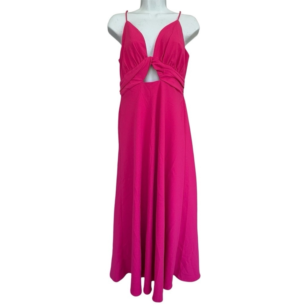 Alexia Admor Camila Midi Dress Hot Pink Cutout Detail Women’s Sz Small - Picture 2 of 5